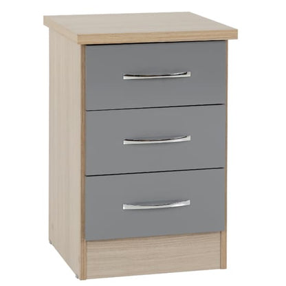 Mack Gloss Bedroom Set With 3 Doors Wardrobe In Grey Light Oak