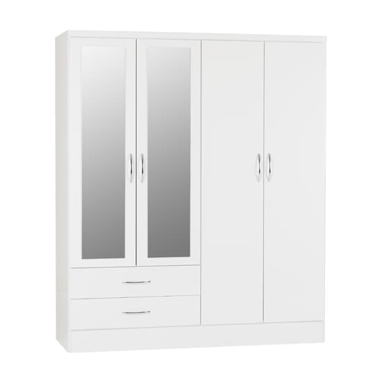 Mack Gloss Bedroom Set With 4 Door Wardrobe In White