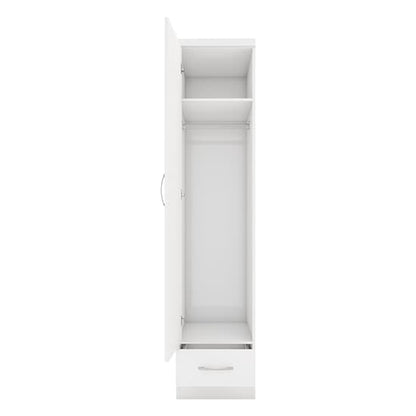 Mack High Gloss Wardrobe With 1 Door 1 Drawer In White