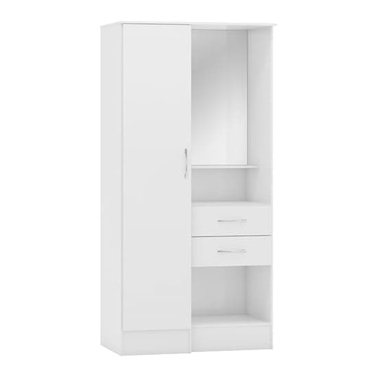Mack High Gloss Vanity Wardrobe With 1 Door In White
