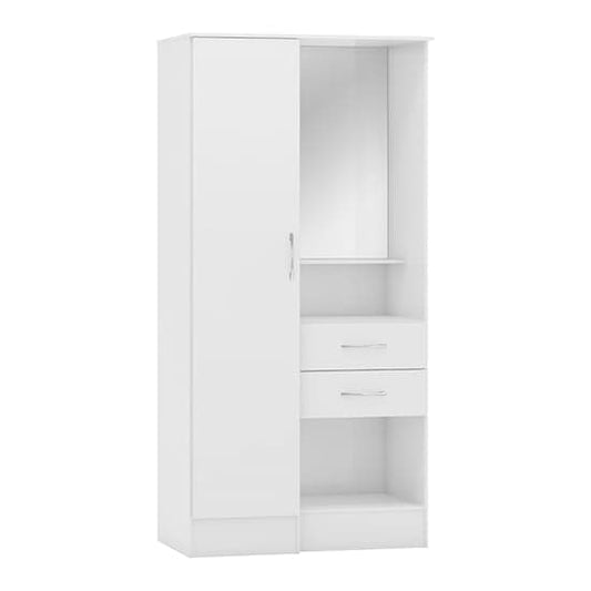 Mack High Gloss Vanity Wardrobe With 1 Door In White