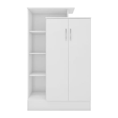Mack High Gloss Wardrobe With 2 Doors And Open Shelf In White