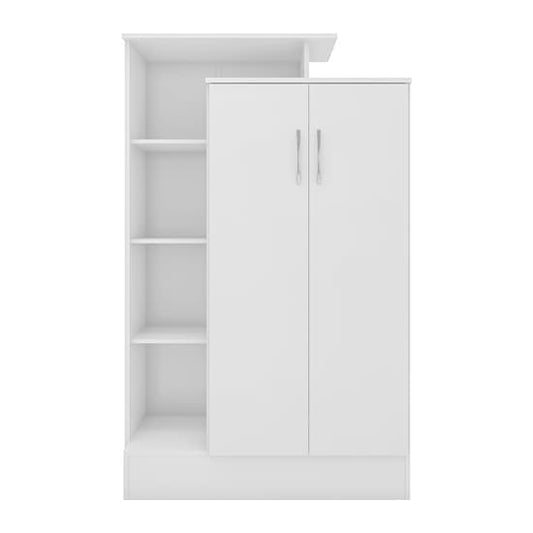 Mack High Gloss Wardrobe With 2 Doors And Open Shelf In White