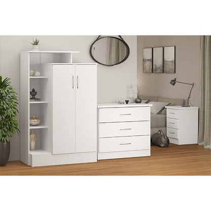 Mack High Gloss Wardrobe With 2 Doors And Open Shelf In White