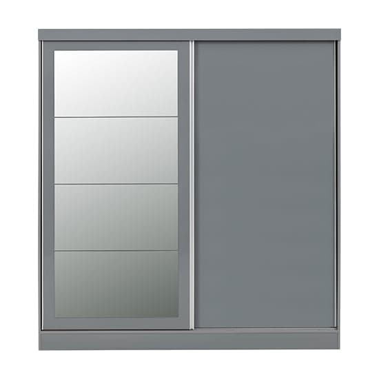 Mack Mirrored High Gloss Sliding Wardrobe With 2 Doors In Grey