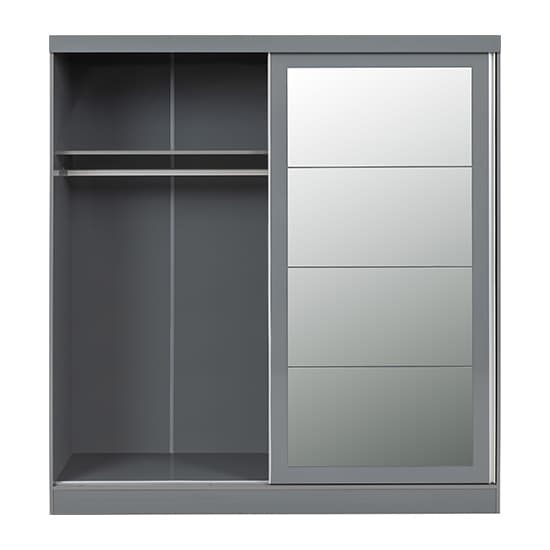 Mack Mirrored High Gloss Sliding Wardrobe With 2 Doors In Grey