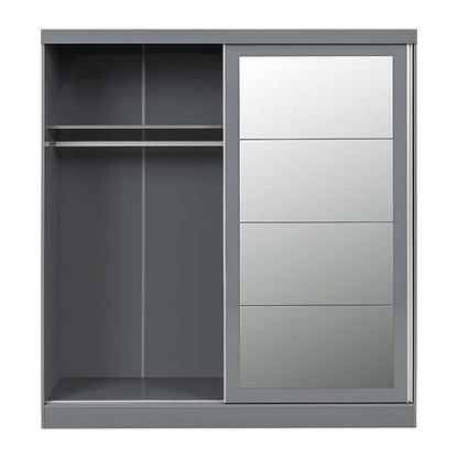 Mack Mirrored High Gloss Sliding Wardrobe With 2 Doors In Grey