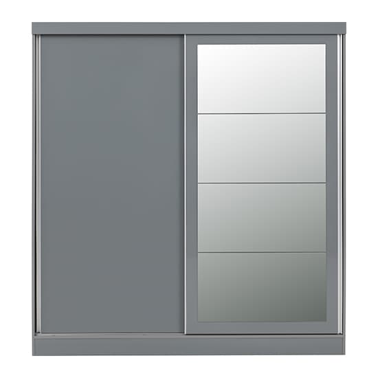 Mack Mirrored High Gloss Sliding Wardrobe With 2 Doors In Grey