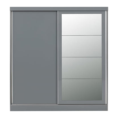 Mack Mirrored High Gloss Sliding Wardrobe With 2 Doors In Grey