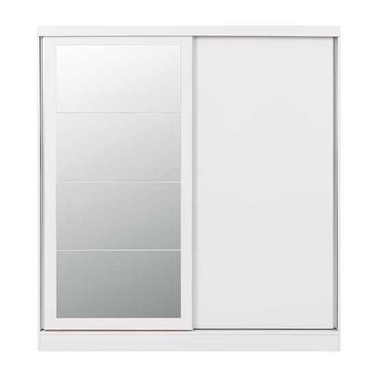 Mack Mirrored High Gloss Sliding Wardrobe With 2 Doors In White