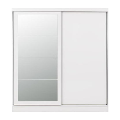 Mack Mirrored High Gloss Sliding Wardrobe With 2 Doors In White