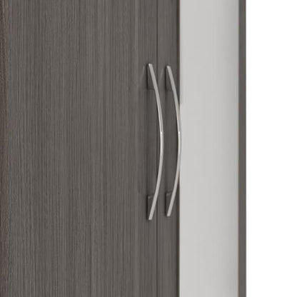 Mack Mirrored Wardrobe With 2 Door 1 Drawer In Black Wood Grain