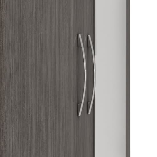 Mack Mirrored Wardrobe With 2 Door 1 Drawer In Black Wood Grain