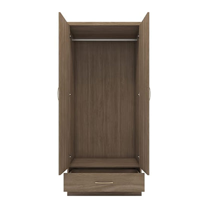 Mack Mirrored Wardrobe With 2 Door 1 Drawer In Rustic Oak Effect