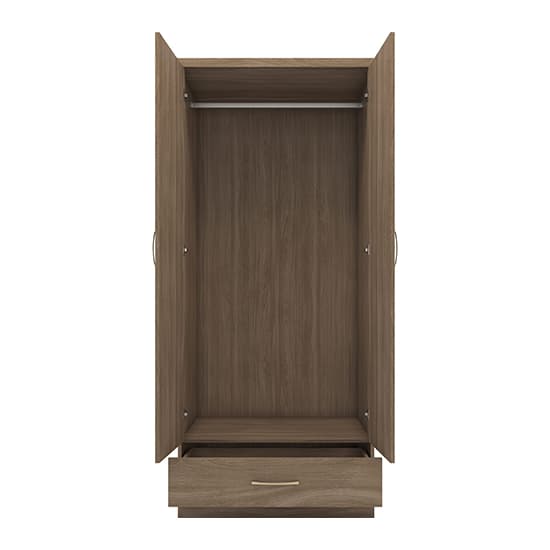 Mack Mirrored Wardrobe With 2 Door 1 Drawer In Rustic Oak Effect