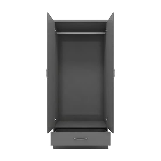 Mack Mirrored Wardrobe With 2 Doors 1 Drawer In 3D Effect Grey