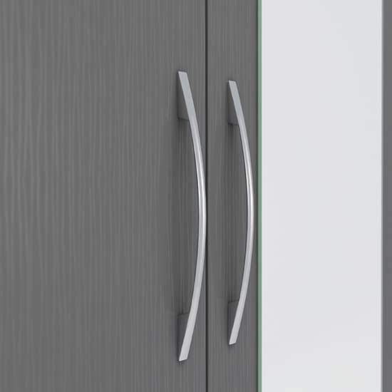 Mack Mirrored Wardrobe With 2 Doors 1 Drawer In 3D Effect Grey