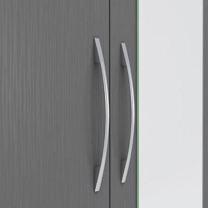 Mack Mirrored Wardrobe With 2 Doors 1 Drawer In 3D Effect Grey