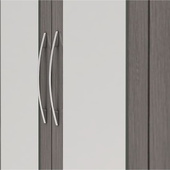 Mack Mirrored Wardrobe With 3 Door 2 Drawer In Black Wood Grain