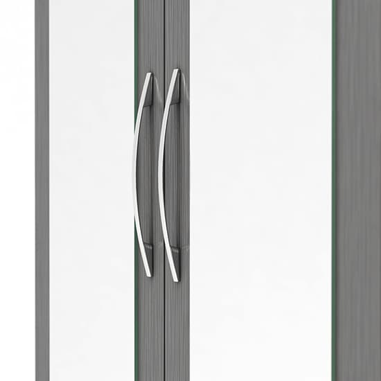 Mack Mirrored Wardrobe With 3 Doors 2 Drawers In 3D Effect Grey