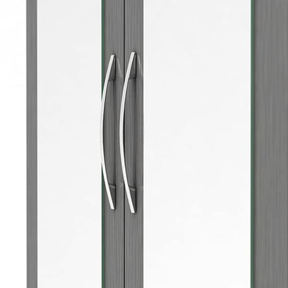 Mack Mirrored Wardrobe With 3 Doors 2 Drawers In 3D Effect Grey