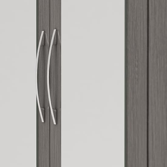 Mack Mirrored Wardrobe With 4 Door 2 Drawer In Black Wood Grain