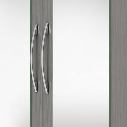 Mack Mirrored Wardrobe With 4 Doors 2 Drawers In 3D Effect Grey