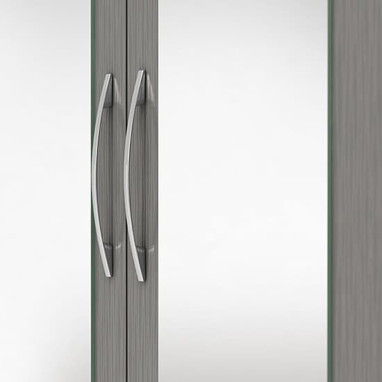 Mack Mirrored Wardrobe With 4 Doors 2 Drawers In 3D Effect Grey