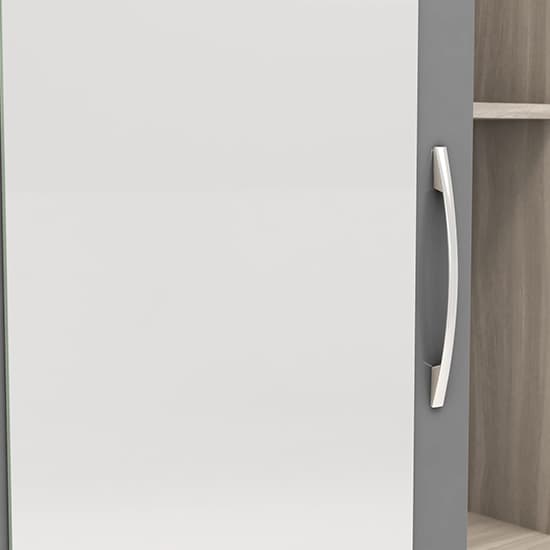 Mack Mirrored Gloss 1 Door Wardrobe With Open Shelf In Grey Light Oak