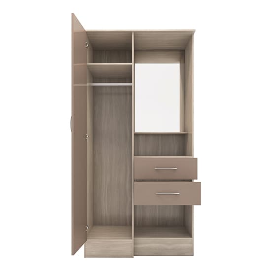 Mack Gloss Vanity Wardrobe With 1 Door In Oyster And Light Oak