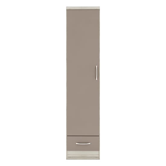 Mack Wardrobe With 1 Door 1 Drawer In Oyster And Light Oak