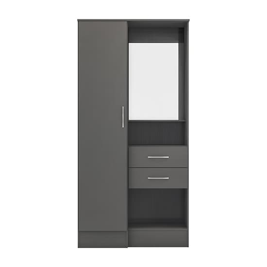 Mack Wooden Vanity Wardrobe With 1 Door In 3D Effect Grey