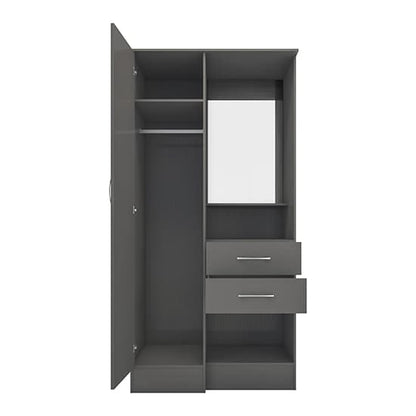 Mack Wooden Vanity Wardrobe With 1 Door In 3D Effect Grey