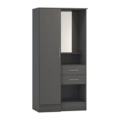 Mack Wooden Vanity Wardrobe With 1 Door In 3D Effect Grey