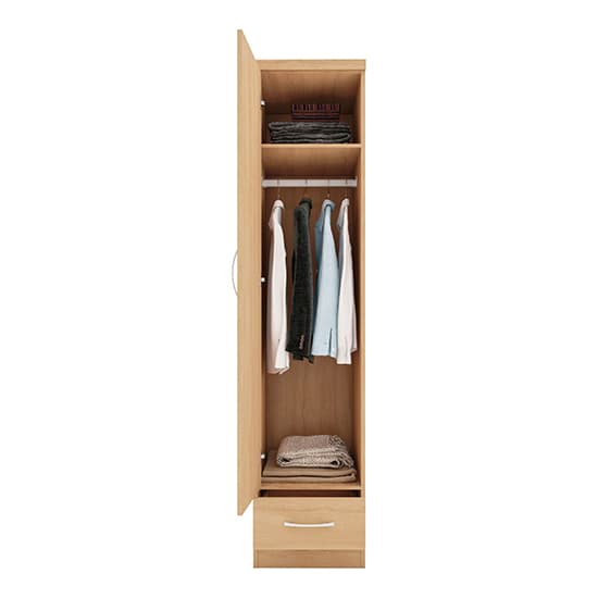 Mack Wooden Wardrobe With 1 Door 1 Drawer In Sonoma Oak
