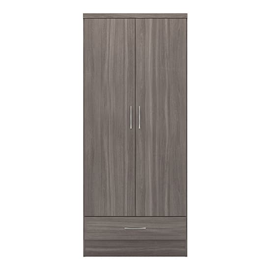 Mack Wooden Wardrobe With 2 Doors 1 Drawer In Black Wood Grain