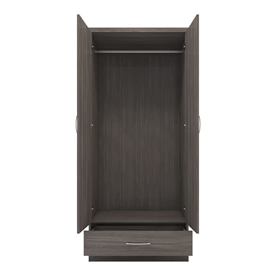 Mack Wooden Wardrobe With 2 Doors 1 Drawer In Black Wood Grain
