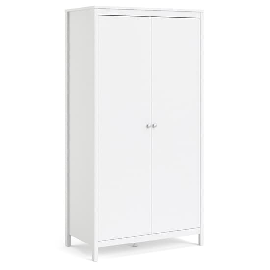 Macron Wooden Double Door Wardrobe In White