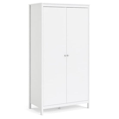 Macron Wooden Double Door Wardrobe In White
