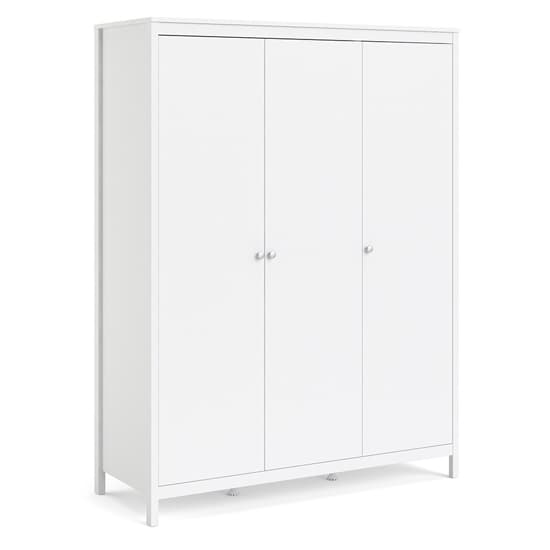 Macron Wooden Triple Door Wardrobe In White