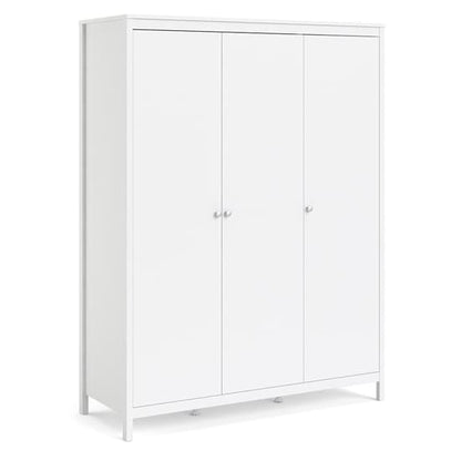 Macron Wooden Triple Door Wardrobe In White