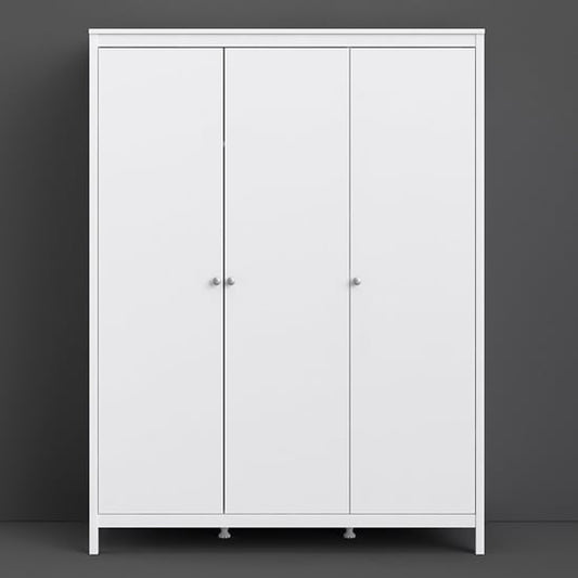 Macron Wooden Triple Door Wardrobe In White