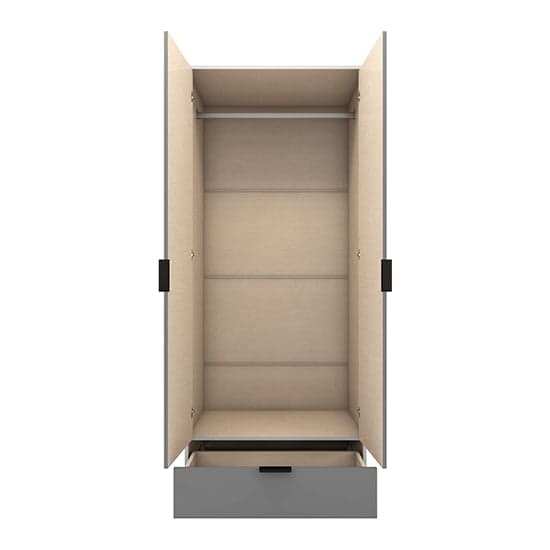 Madric Mirrored Gloss Wardrobe With 2 Doors In Grey And White