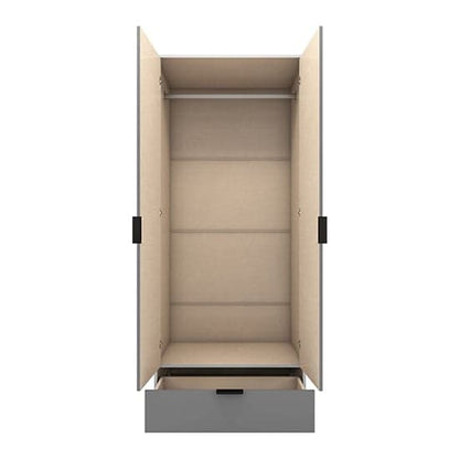 Madric Mirrored Gloss Wardrobe With 2 Doors In Grey And White