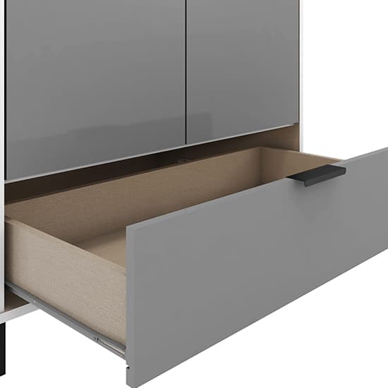 Madric Mirrored Gloss Wardrobe With 2 Doors In Grey And White