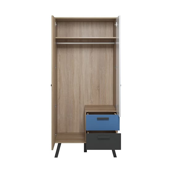 Maili Wooden Wardrobe 2 Doors In Beech And Multicolour