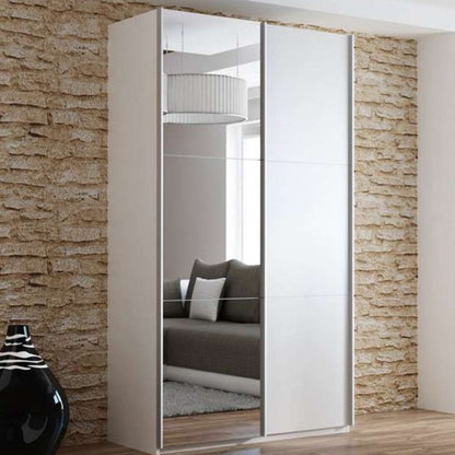 Boris Sliding 2 Door 120cm Wardrobe with Mirror - White