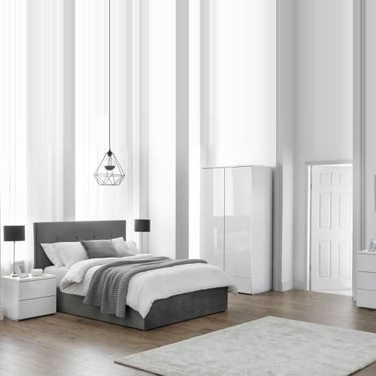 Maeva Wardrobe In White High Gloss With 2 Doors And 1 Drawer