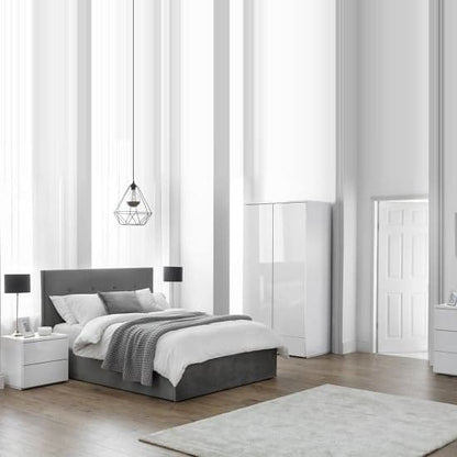 Maeva Wardrobe In White High Gloss With 2 Doors And 1 Drawer