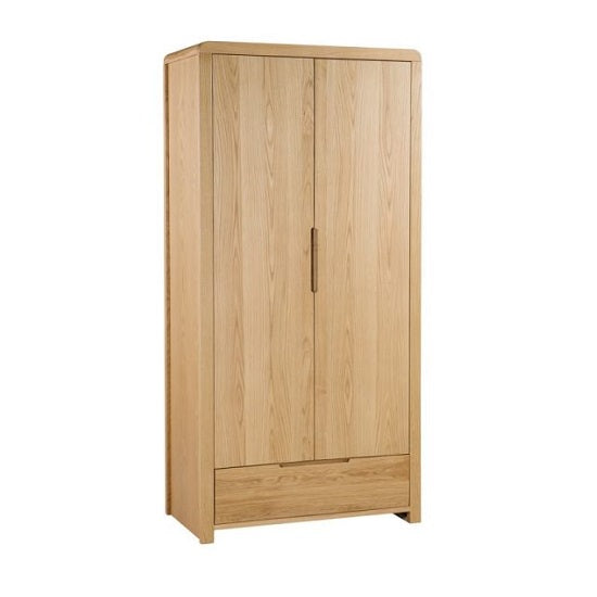 Camber Wooden Wardrobe In Waxed Oak With 2 Doors